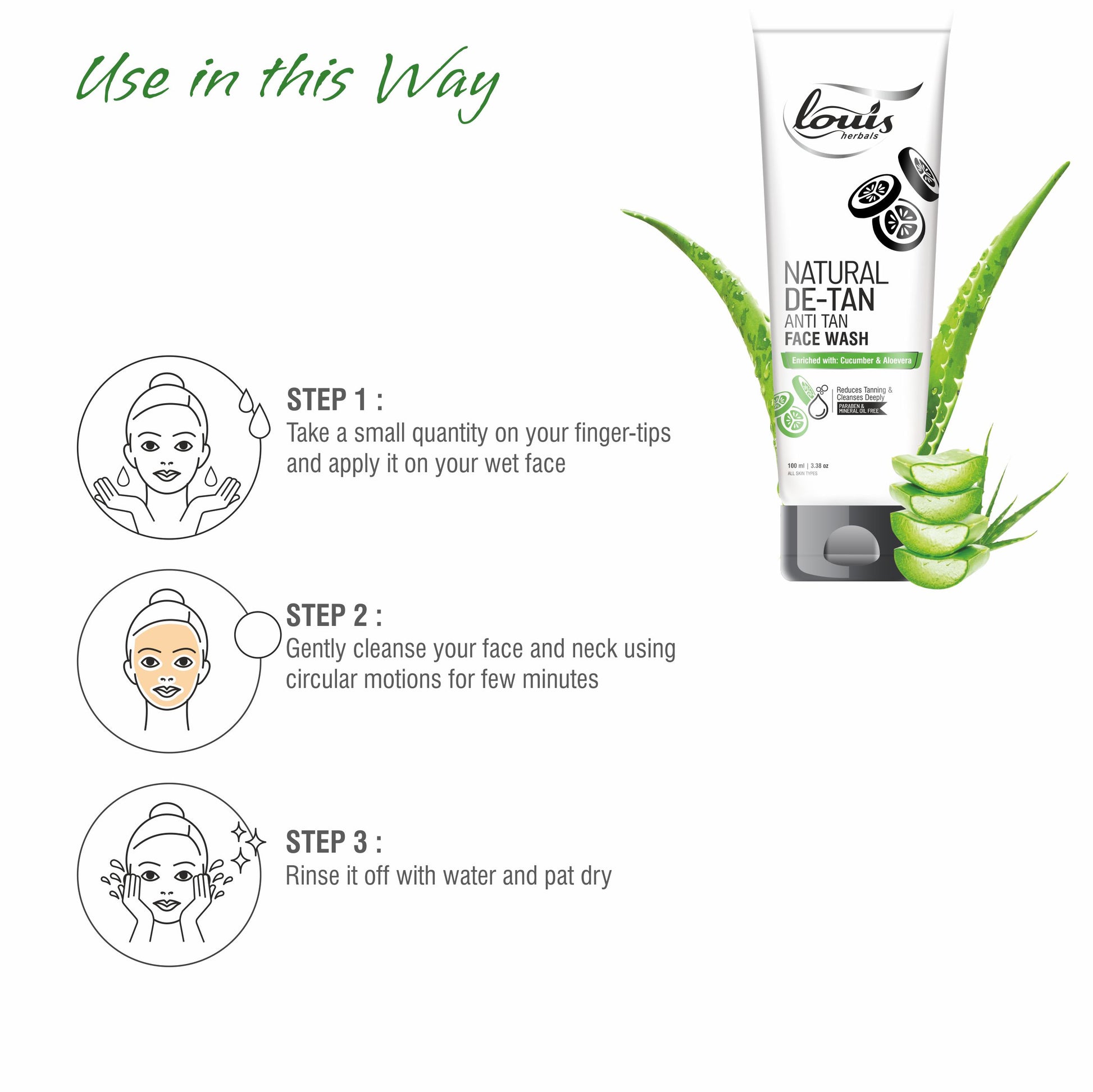 Louis Herbals De-tan Anti Tan Face Wash Using Instruction to Remove Tan