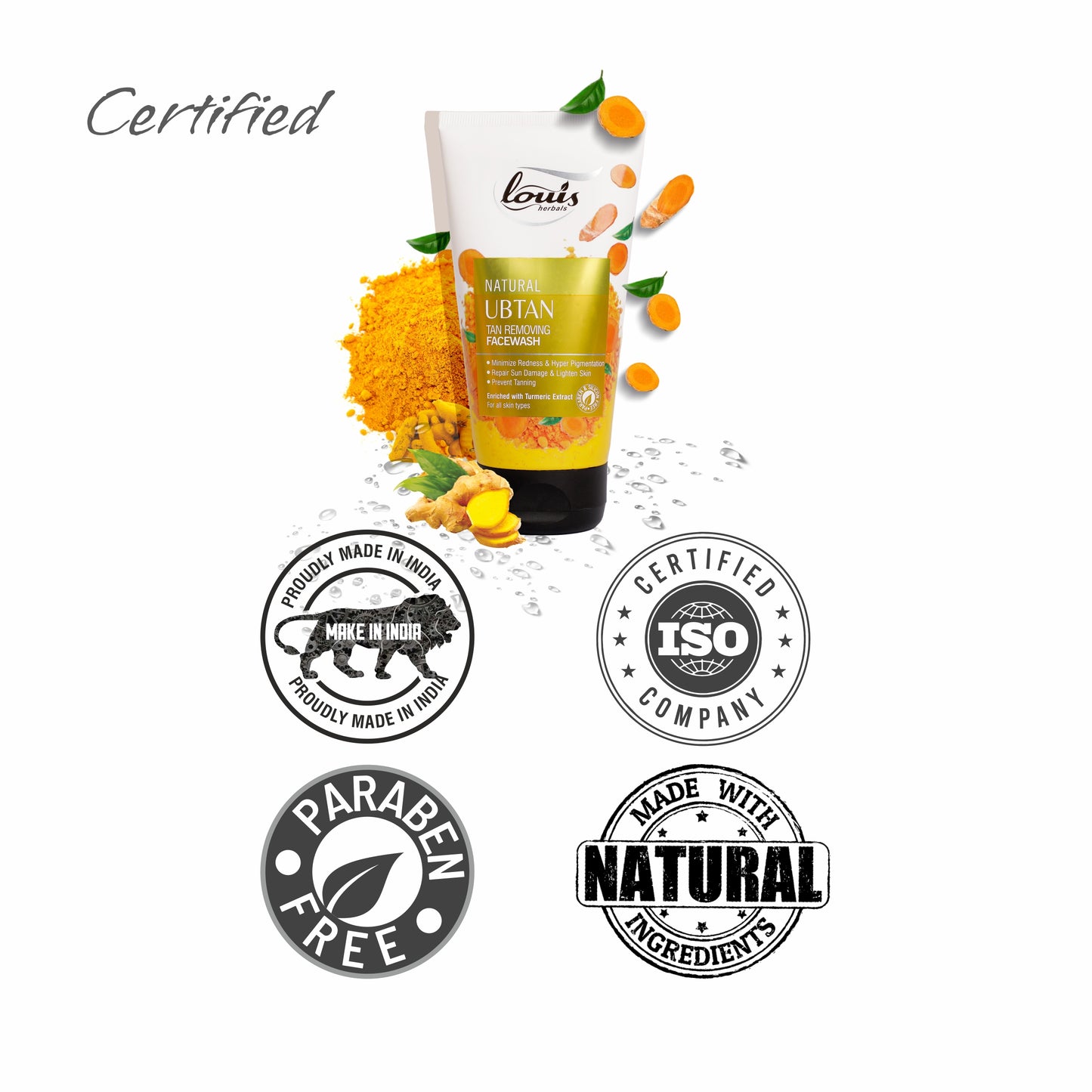 Louis Herbals Natural Ubtan Tan Removing Face Wash made with natural ingredients and no use of paraben