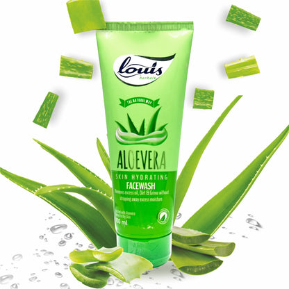 Louis Herbals Aloevera Skin Hydrating Facewash tube with aloe vera extract for dry to normal skin