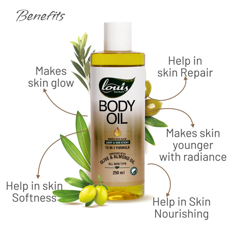 Louis Herbals Body Oil benefits – brightens skin tone, reduces dryness, and enhances radiance