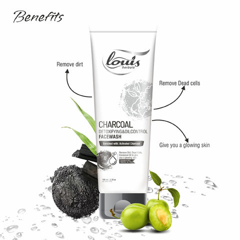 Charcoal Detoxifying & Oil Control Face Wash benefits – removes dirt, excess oil, dead skin cells and gives glowing skin