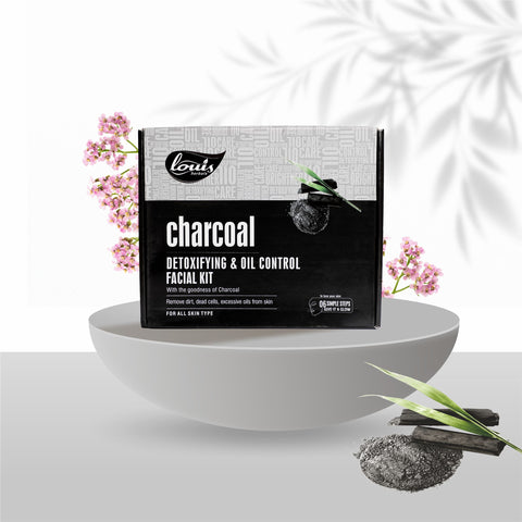 Louis Herbals Charcoal Detoxifying & Oil Control Facial Kit ingredients list – activated charcoal, clay, herbal extracts for deep cleansing and oil control