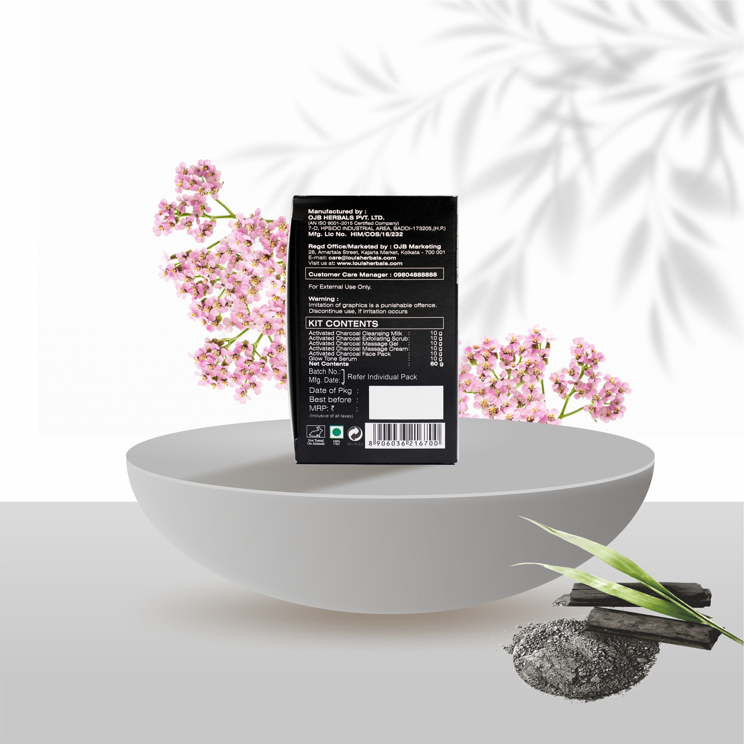 Charcoal facial kit with pore cleansing formula for oil-free, clearer skin by Louis Herbals