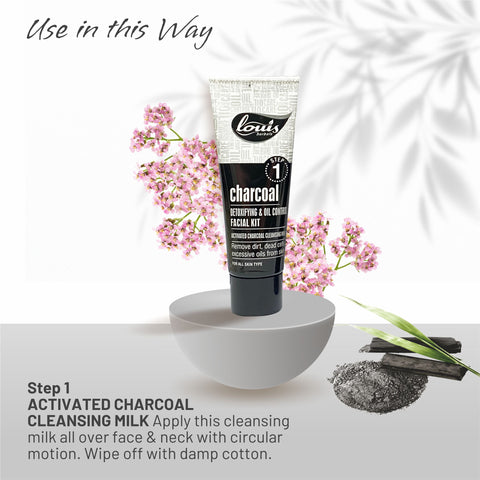 Herbal charcoal facial kit application – Apply charcoal cleanser on face and neck for deep cleansing