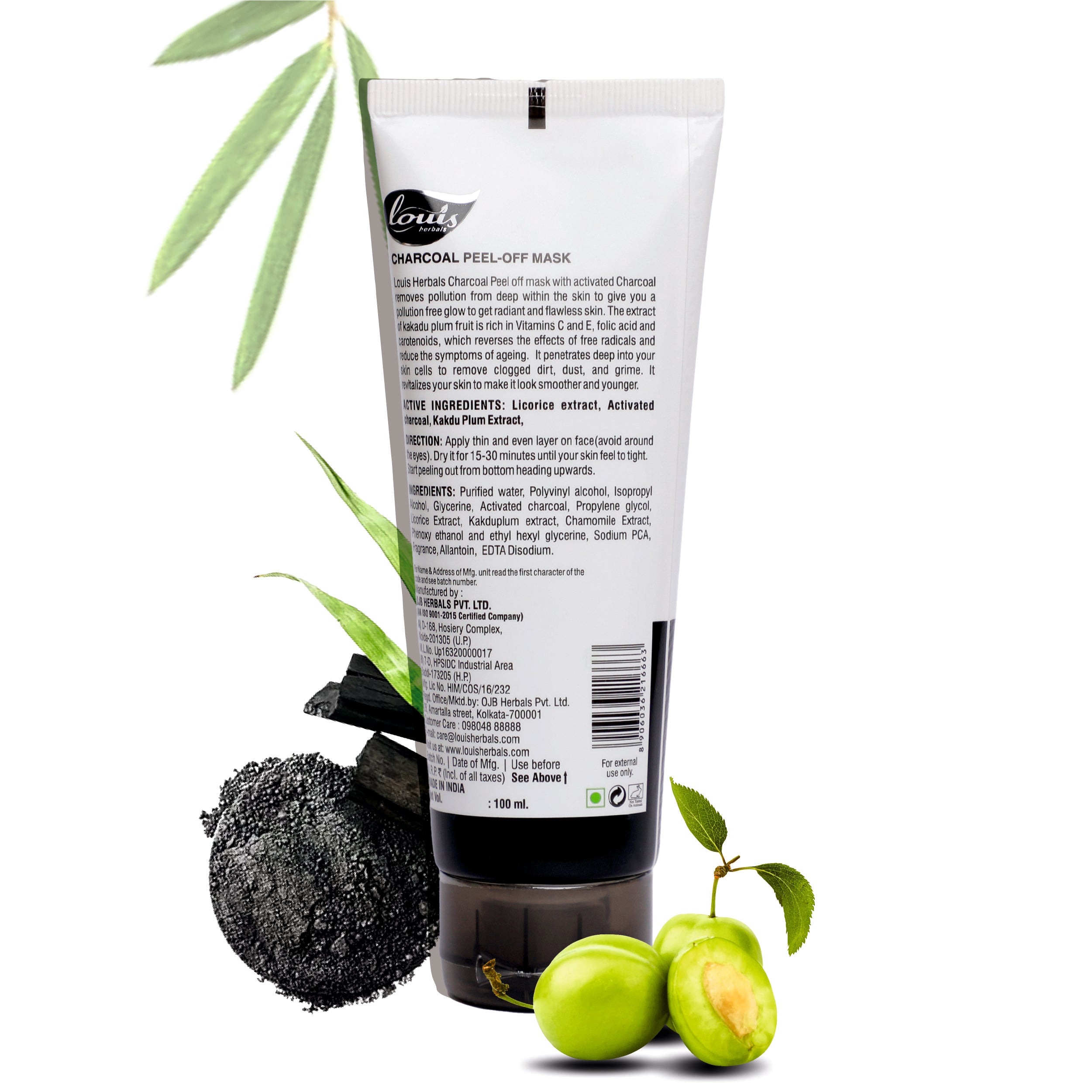 Louis Herbals Charcoal Peel-Off Mask with activated charcoal for deep pore cleansing and oil control