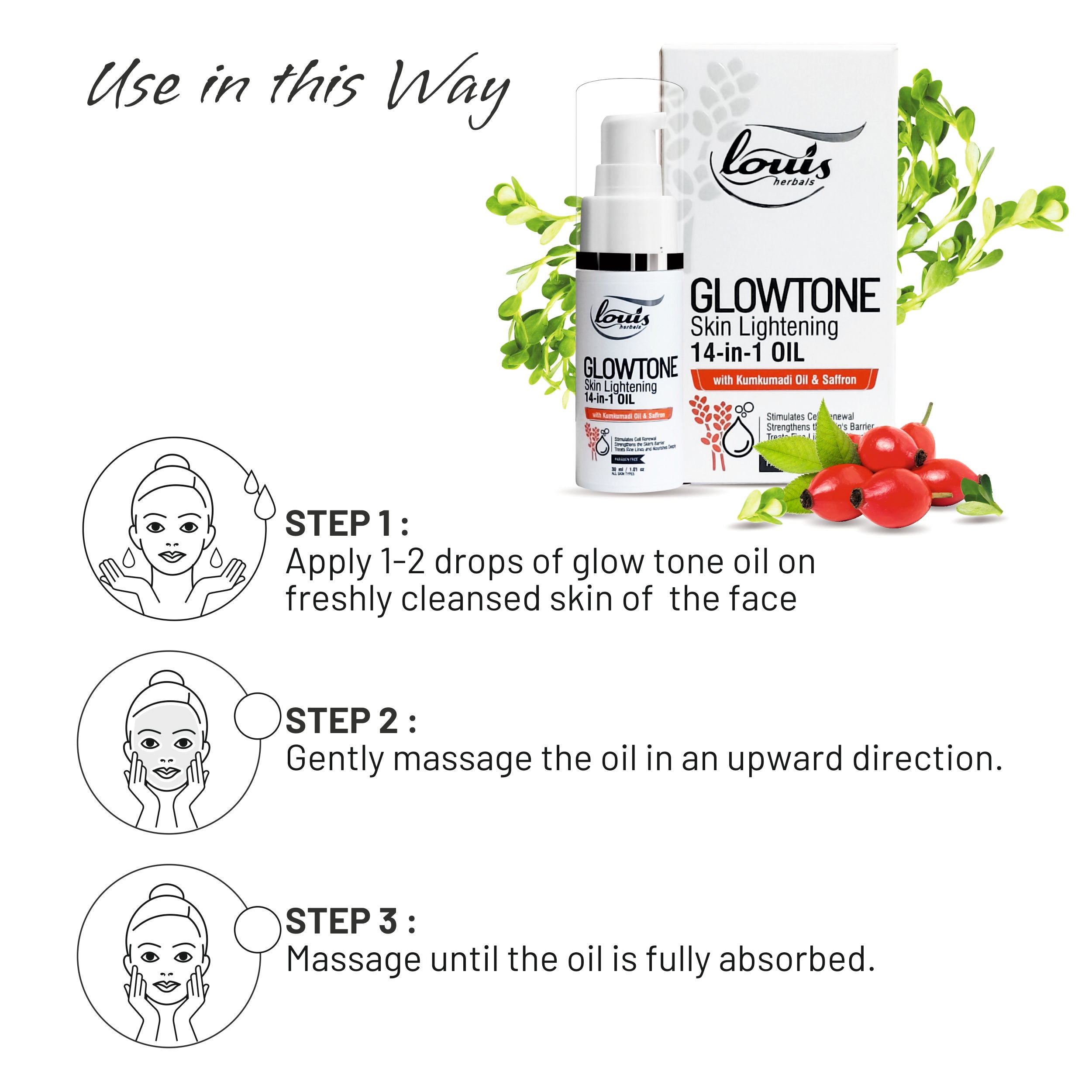 Glowtone skin lightening oil usage instructions