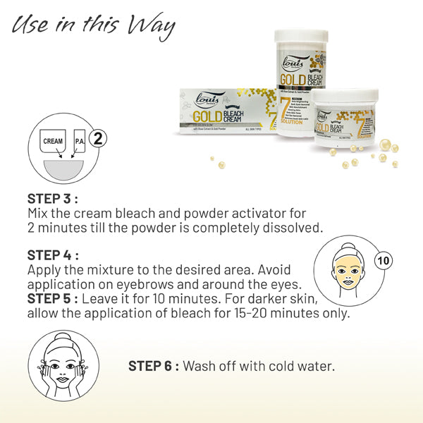 Instructions for using Louis Herbals Gold Bleach Cream