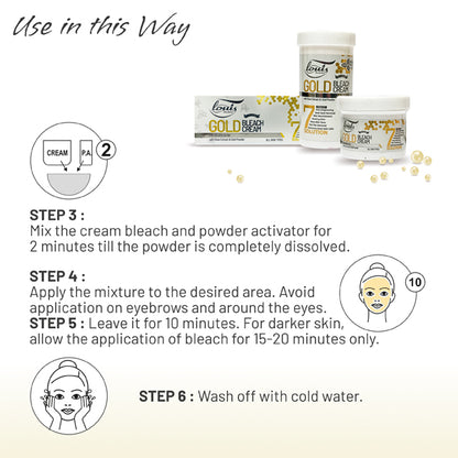 Instructions for using Louis Herbals Gold Bleach Cream