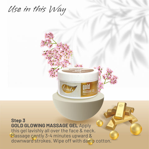 Louis Herbals Gold Facial Kit step 3 gold glowing massage gel skin brighten circulation