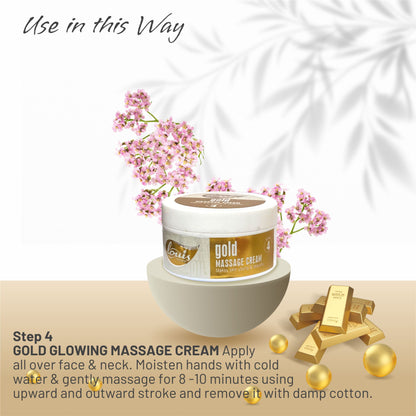 Louis Herbals Gold Facial Kit step 4 gold glowing massage cream reduces fine lines & dullness