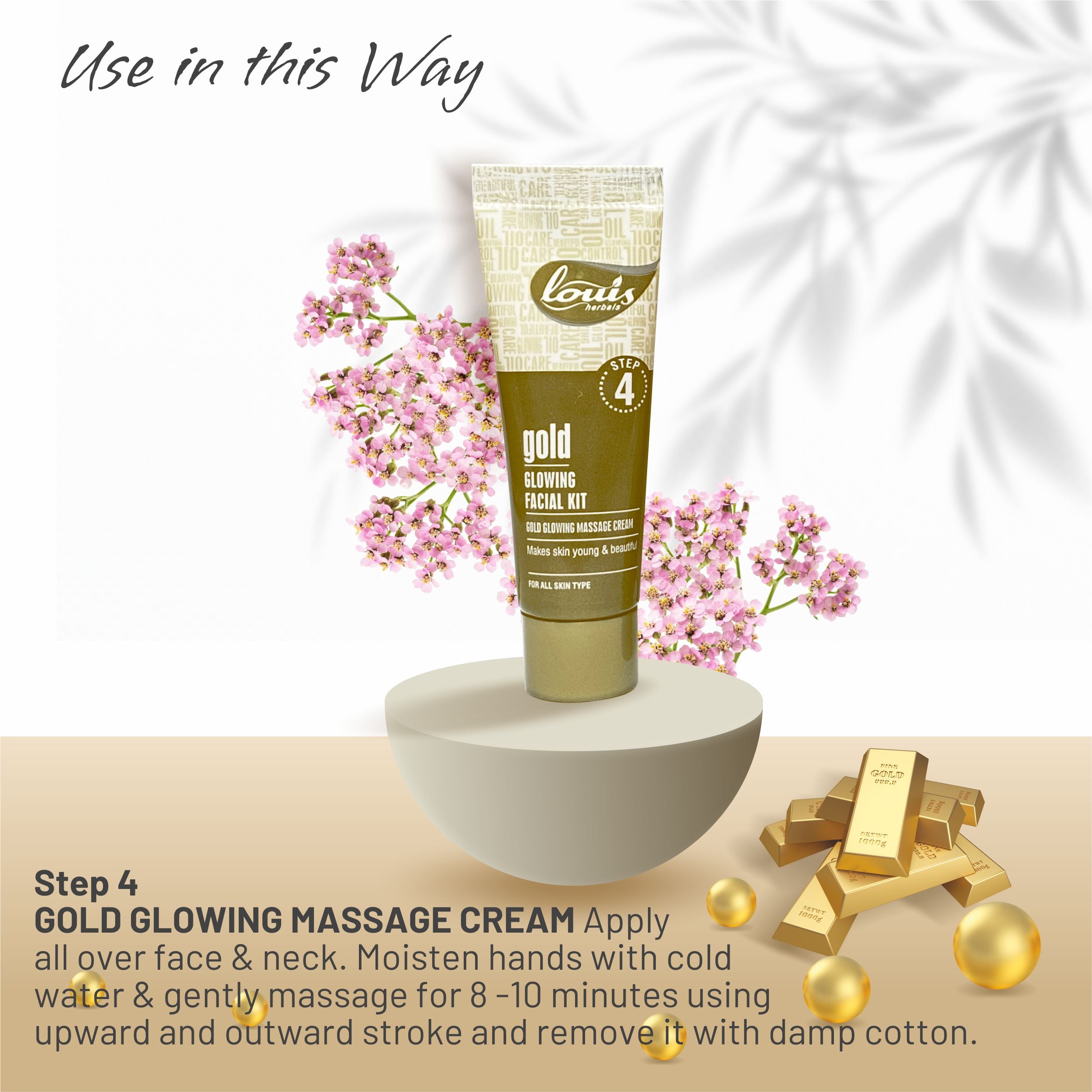 Gold Facial Kit-Louis Herbals Gold Glowing Massage Cream anti-ageing gold enriched formula for fine line reduction