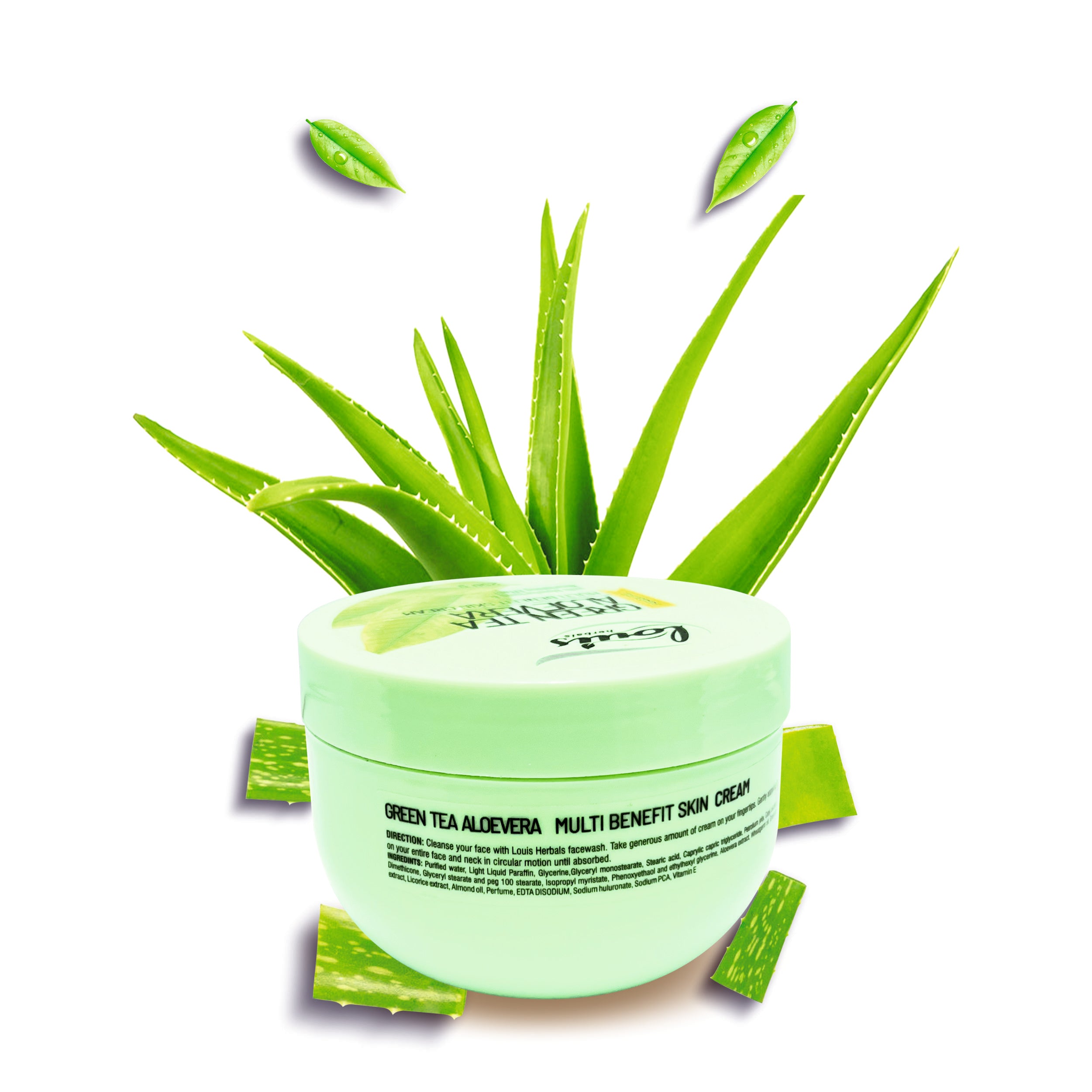 Green Tea Aloe Vera Skin Cream for smooth and hydrated skin-Louis Herbals