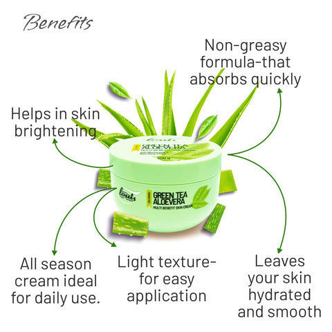 Louis Herbals Green Tea Aloe Vera Skin Cream Helps Skin Brightening Non-greasy formula for smooth and hydrated skin