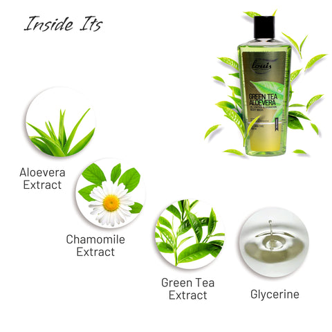 Louis Herbals oil control body wash with aloe vera, chamomile, and green tea for healthy smooth skin