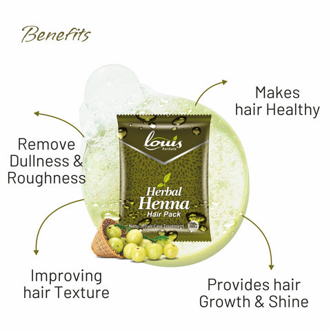 Herbal Henna Hair Pack benefits – Improves hair texture, adds shine, and promotes healthy growth-Louis Herbals