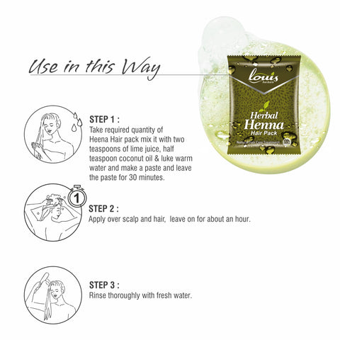 Louis Herbals Herbal Henna Hair Pack Usage Instruction for Hair Growth