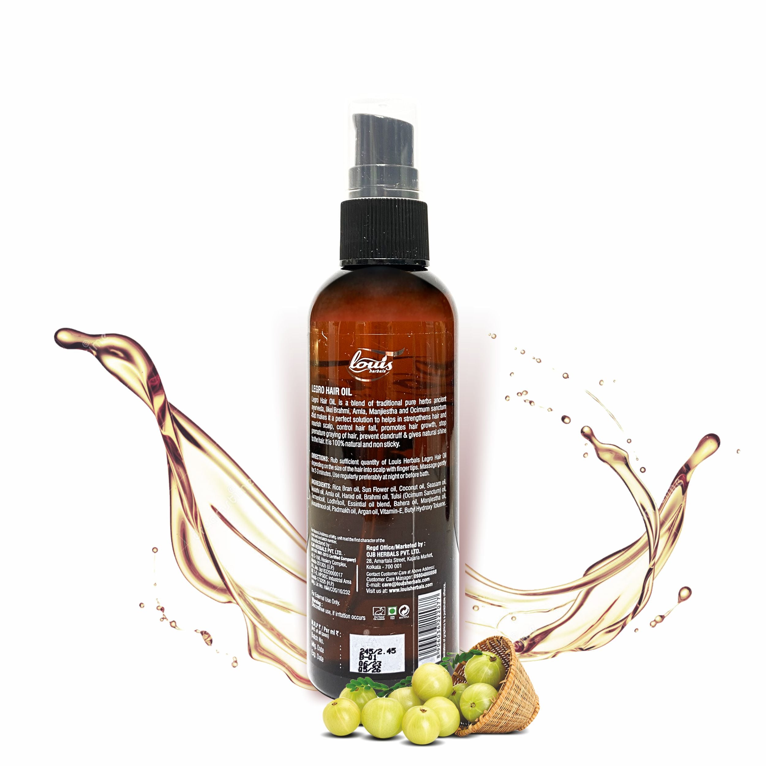 Louis Herbals Legro Hair Oil - A natural anti-hair fall oil with Amla & Brahmi