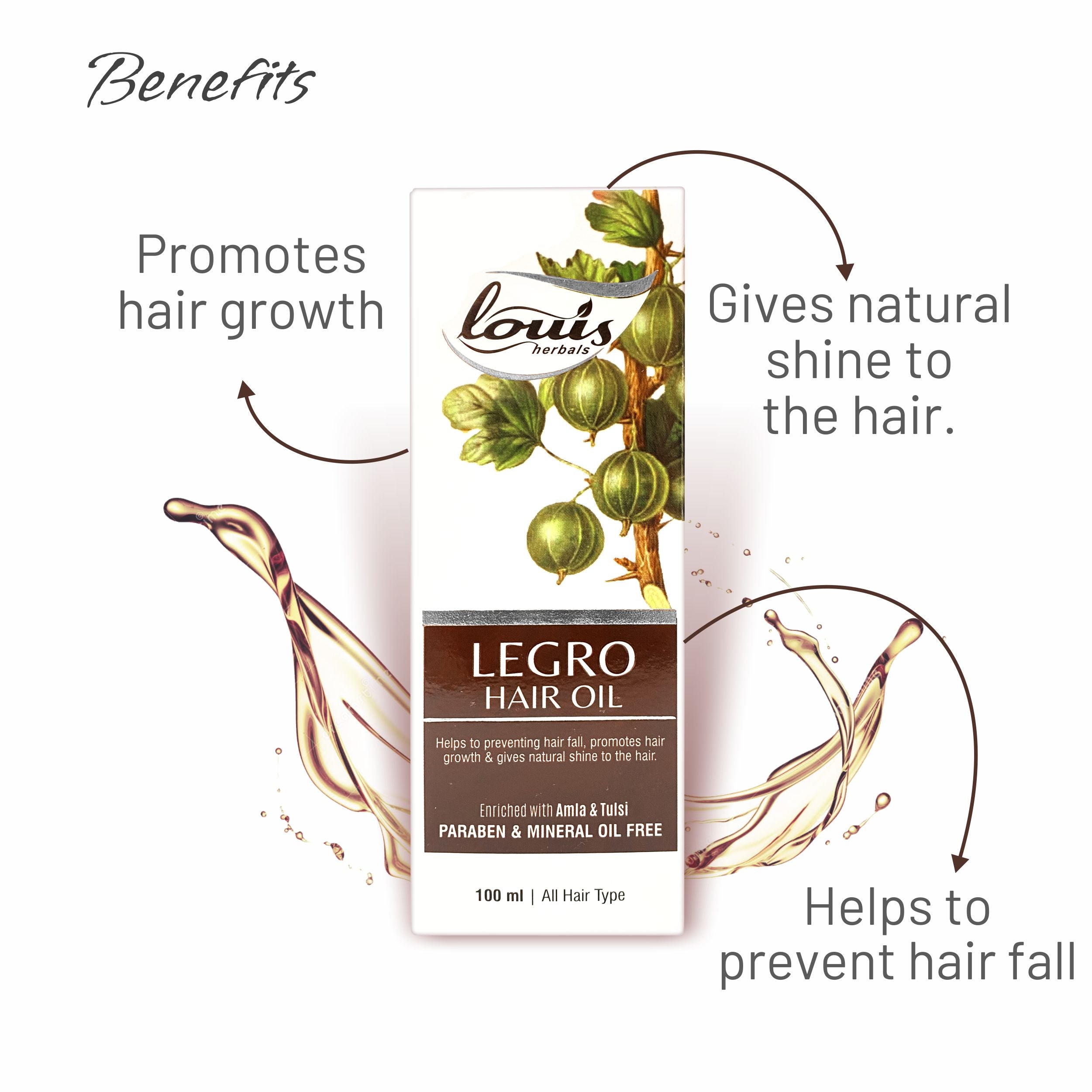 Louis Herbals Legro Hair Oil Promotes Hair Growth, Shine & Prevents Hair Fall