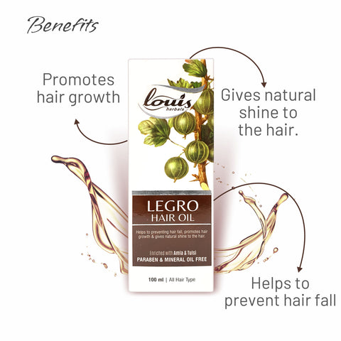 Louis Herbals Legro Hair Oil Promotes Hair Growth, Shine & Prevents Hair Fall
