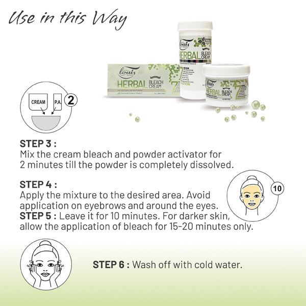 Louis Herbals Herbal Bleach Cream Using Instruction for Glowing Skin