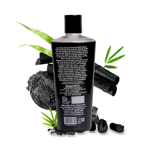 Mint charcoal body wash with aloe vera and pro-vitamin B5 for purification and all-day freshness