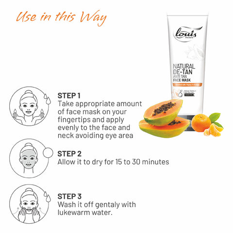 Louis Herbals Natural De-Tan Anti Tan Face Mask Usage Instruction