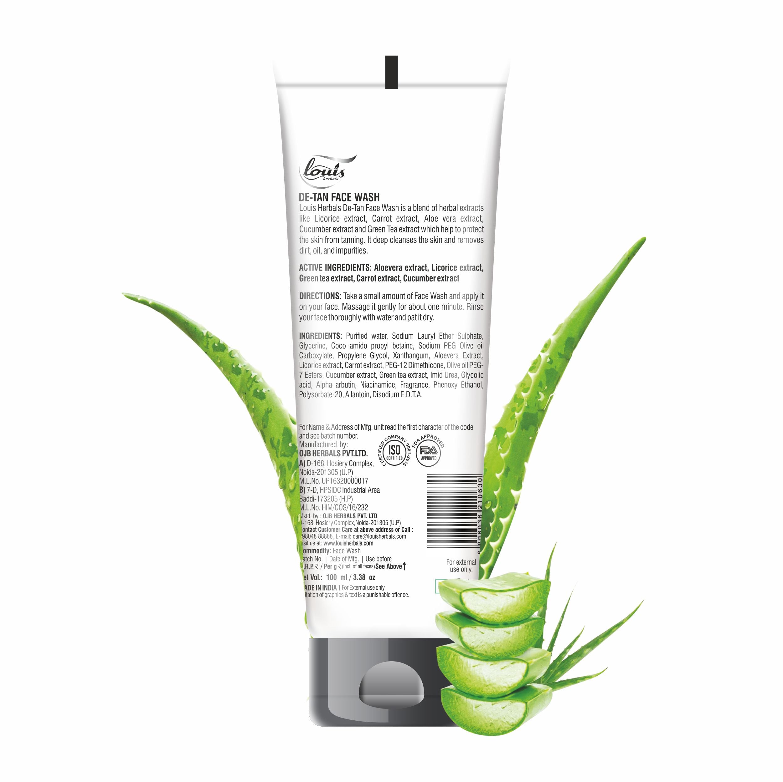 Louis Herbals Anti Tan Face Wash Removes tan, and brightens skin