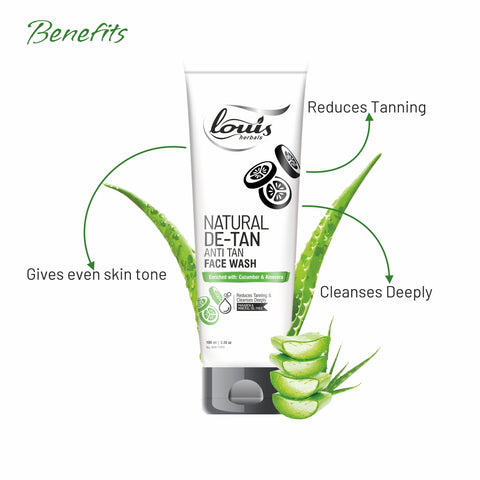 Louis Herbal Natural De-Tan Anti Tan Face Wash with aloe vera benefits