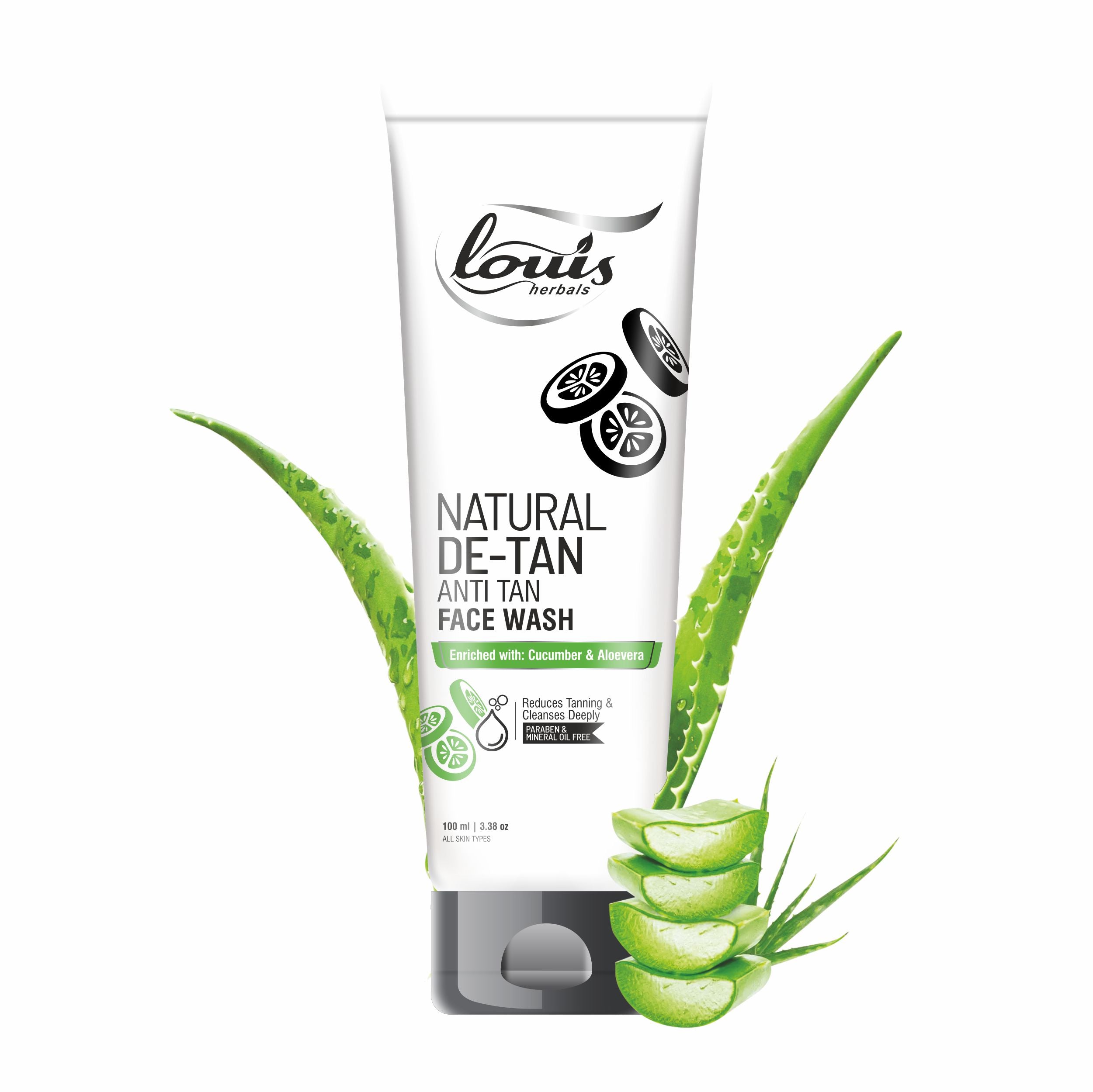 Buy Louis Herbals De-Tan Face Wash online in low price. Gently cleanses, removes tan, and brightens skin with turmeric, saffron, aloe vera & carrot extracts.