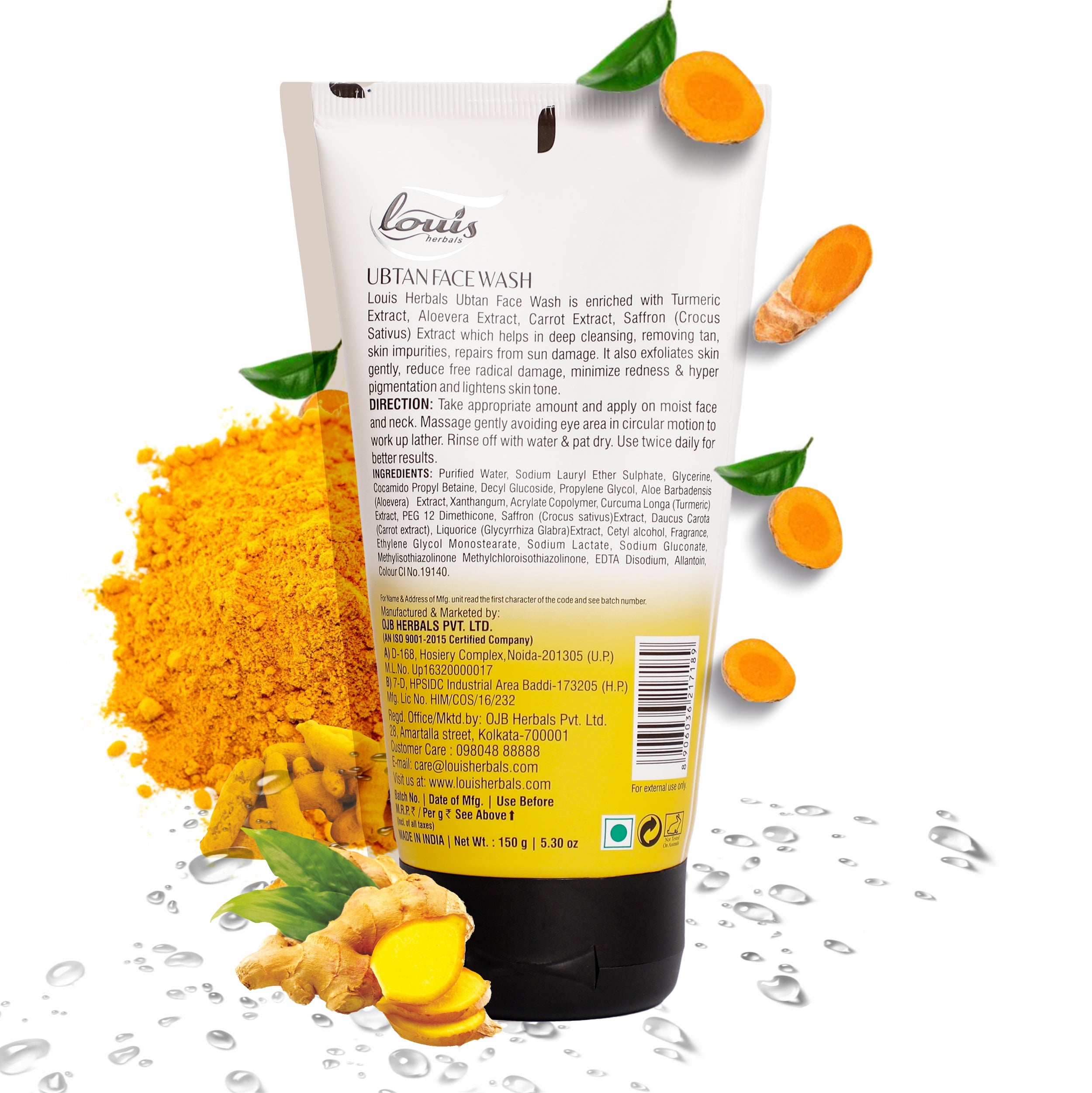 Louis Herbals Natural Ubtan Tan Removing Face Wash deep-cleansing herbal formula to exfoliate, remove sun tan and brighten skin tone