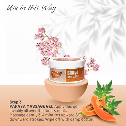 Louis Herbals Papaya Massage Gel enriched with fruit enzymes for even skin tone and smooth complexion