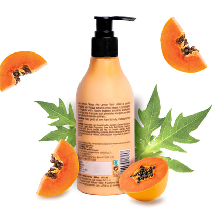 Papaya Lemon Anti-Blemish Spot Clear Body Lotion packaging – 300 ml bottle with pump dispenser for easy application.