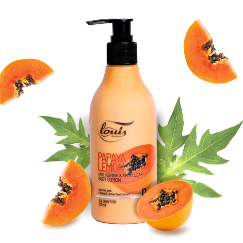 Louis Herbals Papaya Lemon Anti-Blemish Spot Clear Body Lotion ingredients – Infused with natural extracts to lighten dark spots and even skin tone