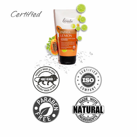 Louis Herbals Papaya Lemon Anti-Blemish Spot Clear Face Wash paraben-free, certified, and made with natural ingredients for healthy skin