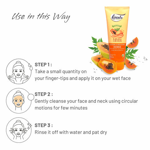 How to use Papaya Lightening & Brightening Face Wash – wet face, apply product, massage gently and rinse off