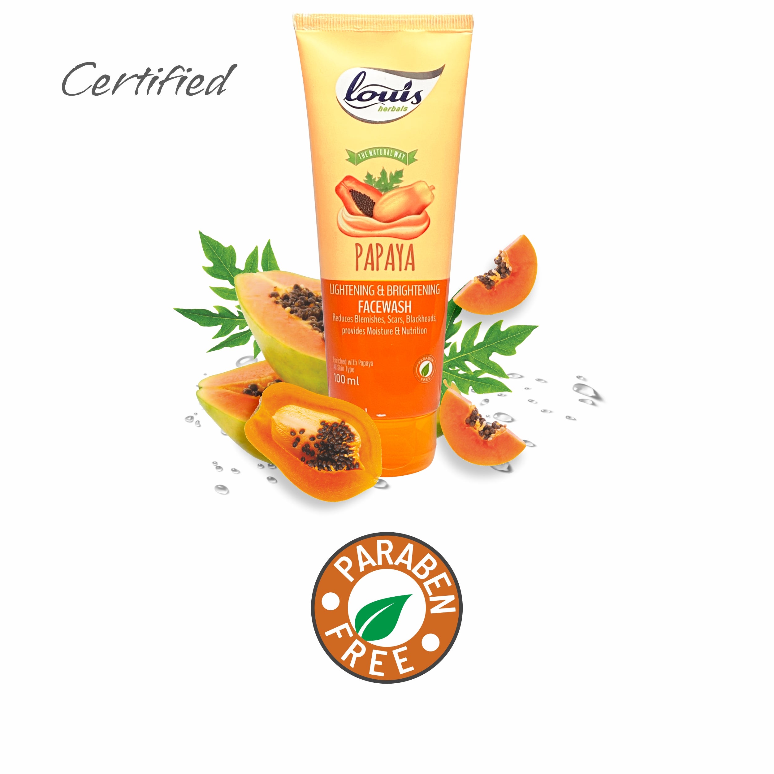 Certification and claims of Papaya Lightening & Brightening Face Wash – soap-free, dermatologically tested, suitable for all skin types