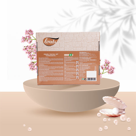 Ingredients of Louis Herbals Pearl Lightening Facial Kit – pearl powder, herbal extracts for skin rejuvenation
