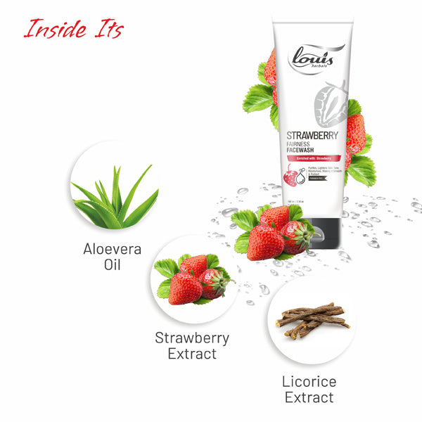 Strawberry Fairness Face Wash key ingredients – strawberry extract, licorice extract, mulberry extract and aloevera