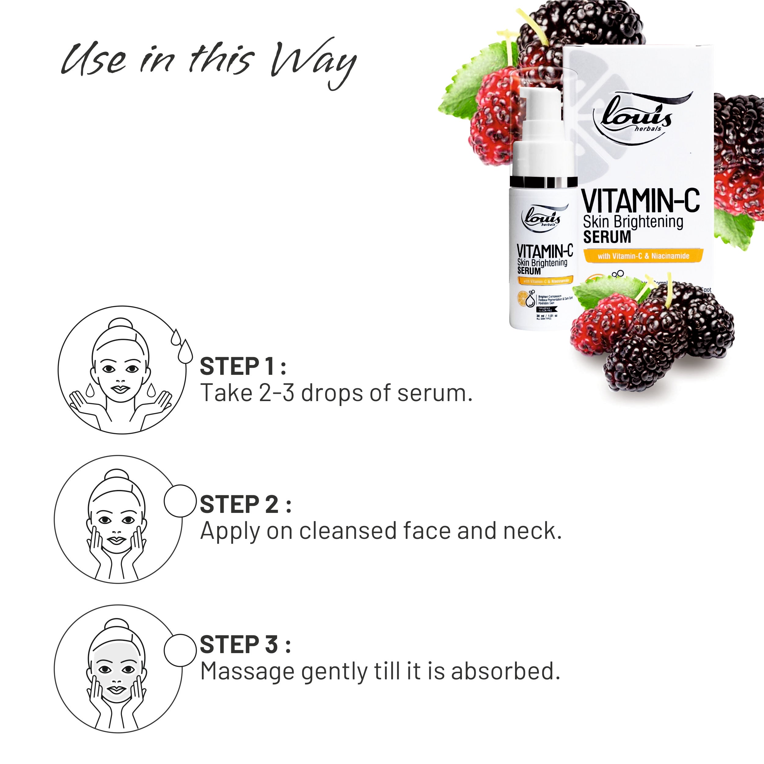 Vitamin-C skin brightening serum with usageFor Brighten Skin