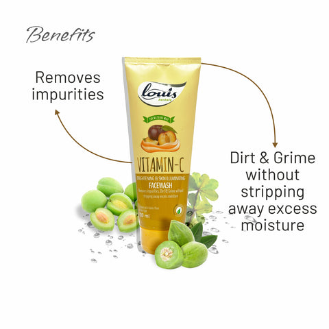 Benefits of Louis Herbals Vitamin-C Brightening & Skin Illuminating Facewash – brightens, revives, removes dead skin cells