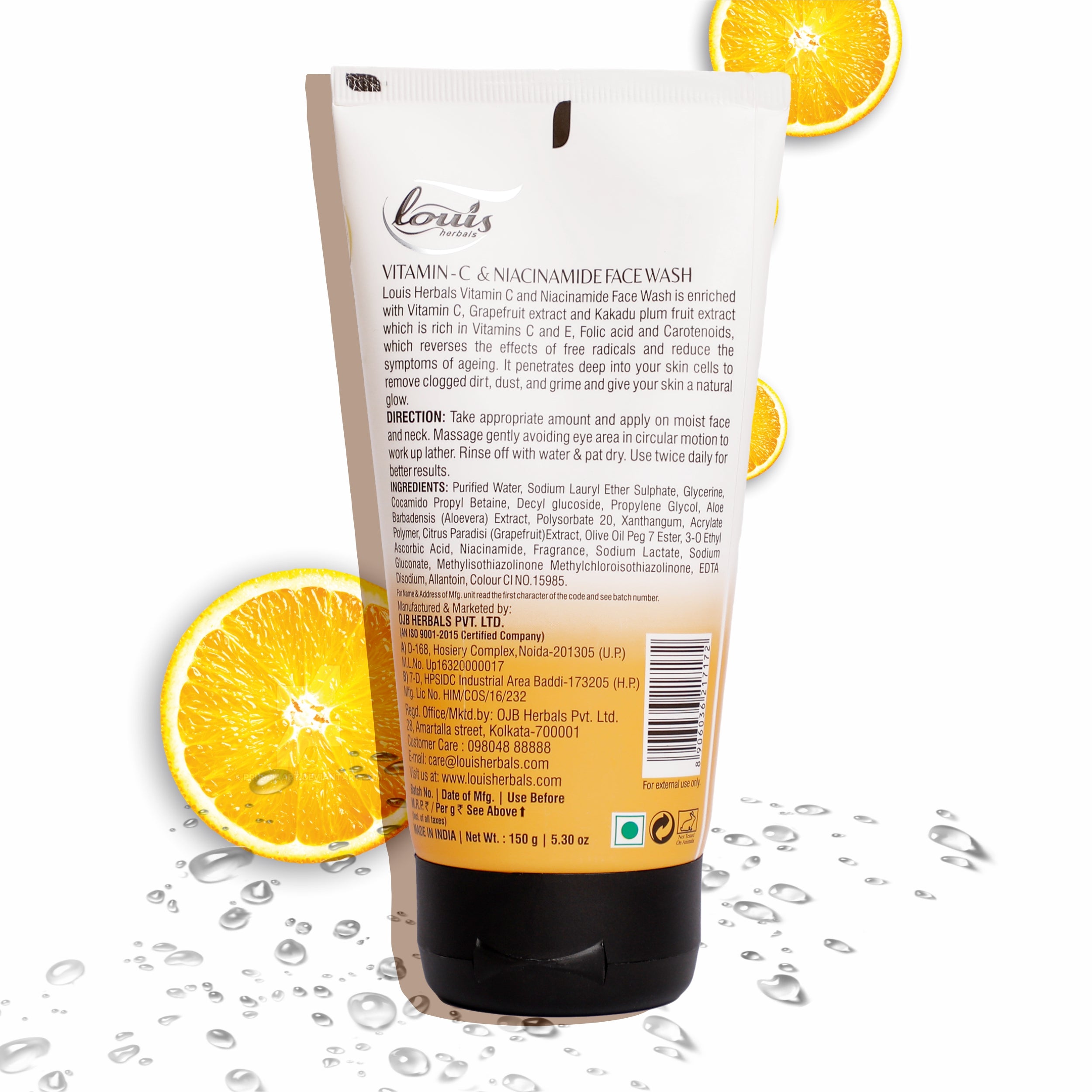 Louis Herbals Vitamin C Niacinamide Skin Brightening Face Wash - ingredient list, instructions and benefits