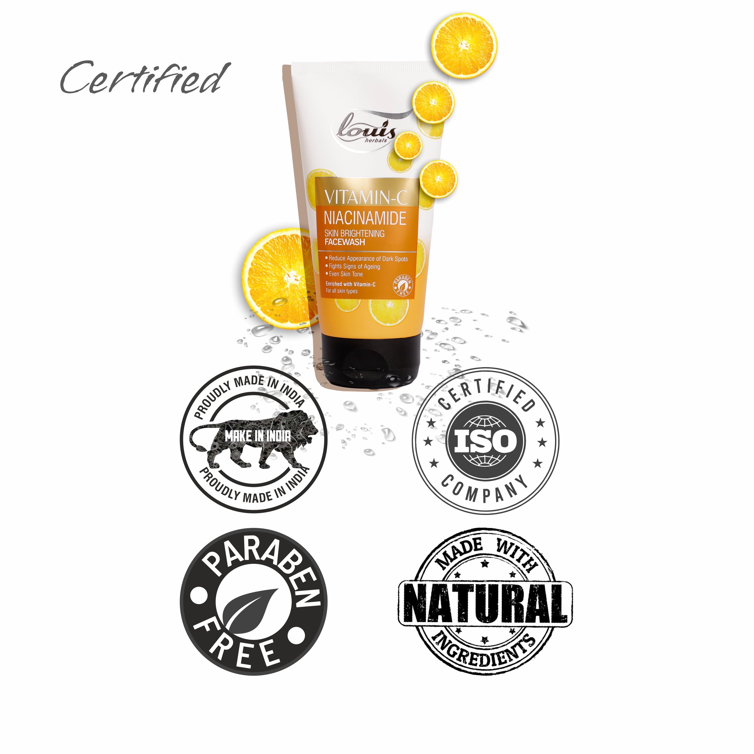 Louis Herbals Vitamin C Niacinamide Skin Brightening Face Wash Is Paraben Free and Made with Natural Ingredients