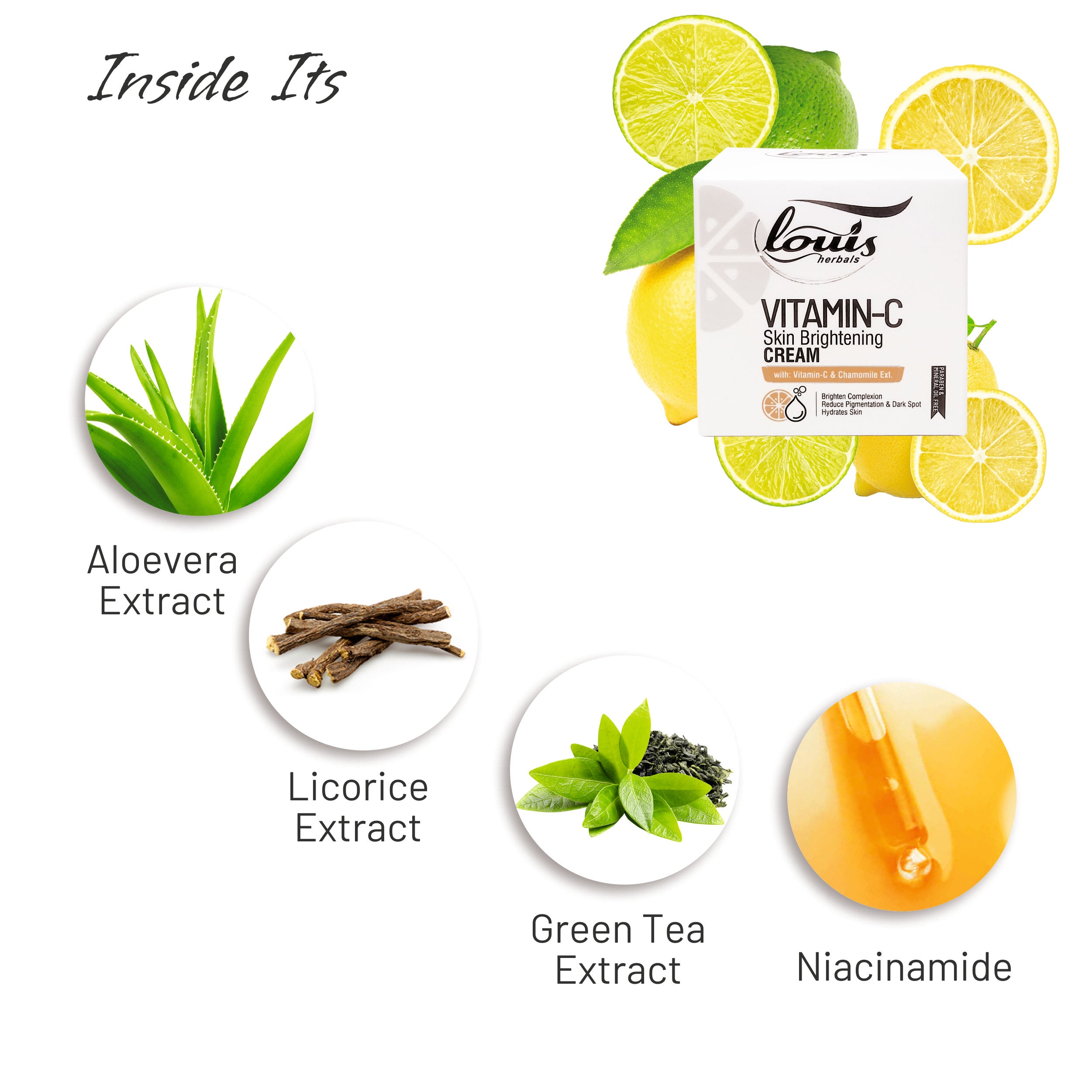 Louis Herbals Vitamin C skincare cream With aloe vera, licorice, green tea, and niacinamide