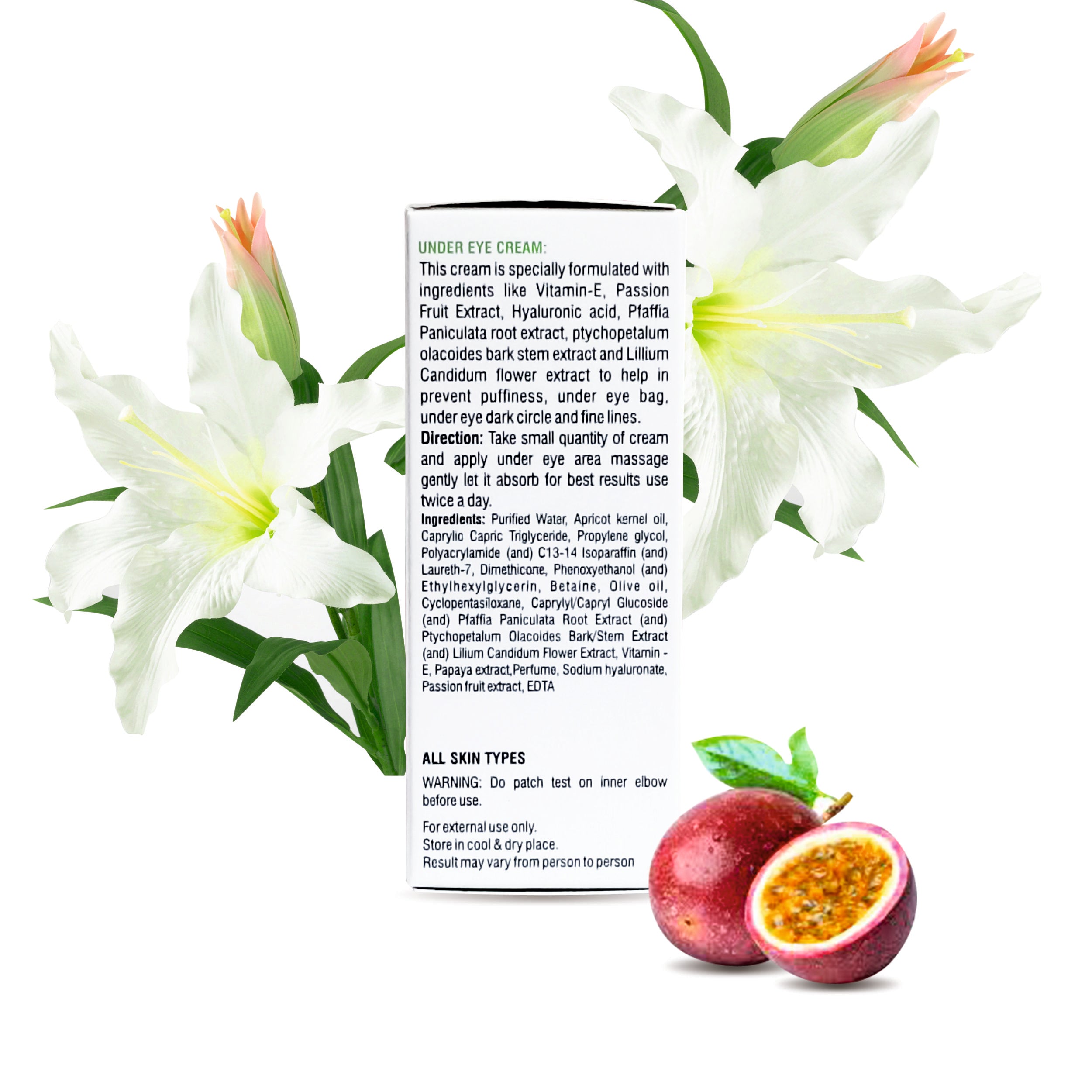 Louis Herbals Vitamin E Under Eye Cream with Passion Fruit & Lily – Reduces Dark Circles and Puffiness