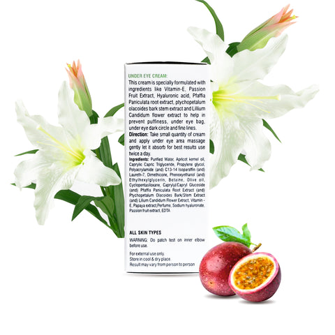 Louis Herbals Vitamin E Under Eye Cream with Passion Fruit & Lily – Reduces Dark Circles and Puffiness