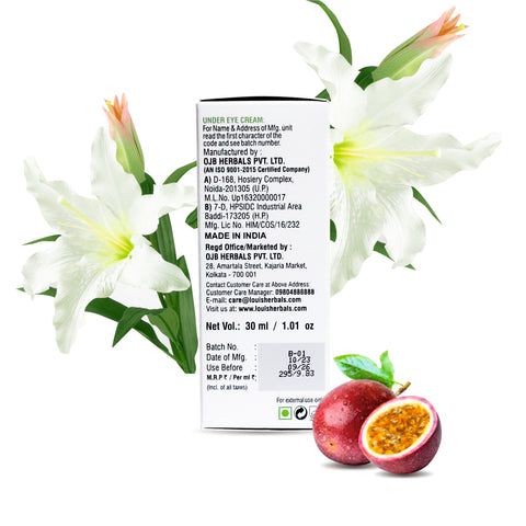 Louis Herbals Vitamin E Under Eye Cream with Passion Fruit & Lily – Reduces Dark Circles and Puffiness